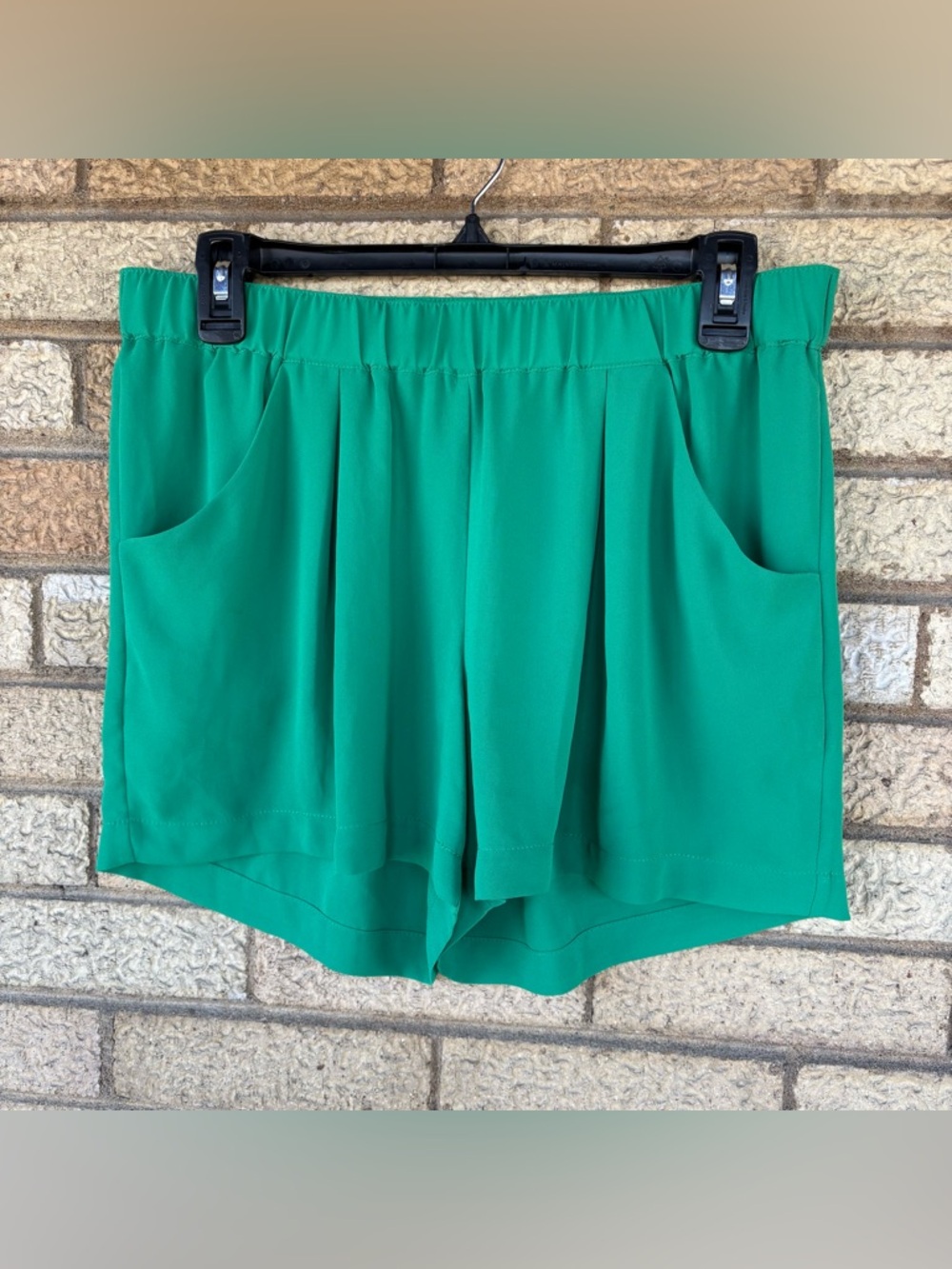 BCBGMaxAzria Emerald Green High-Waist Pleated Shorts